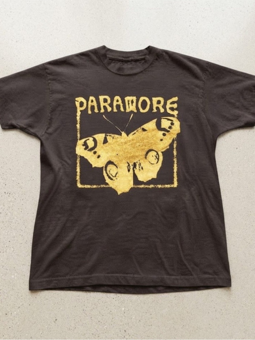 Gildan Black Short-Sleeve Tee with Yellow Moth Graphic